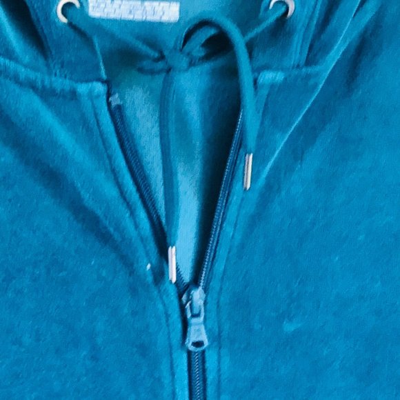 Tek Gear Teal Green Hooded Velour Style Jacket - Picture 3 of 7